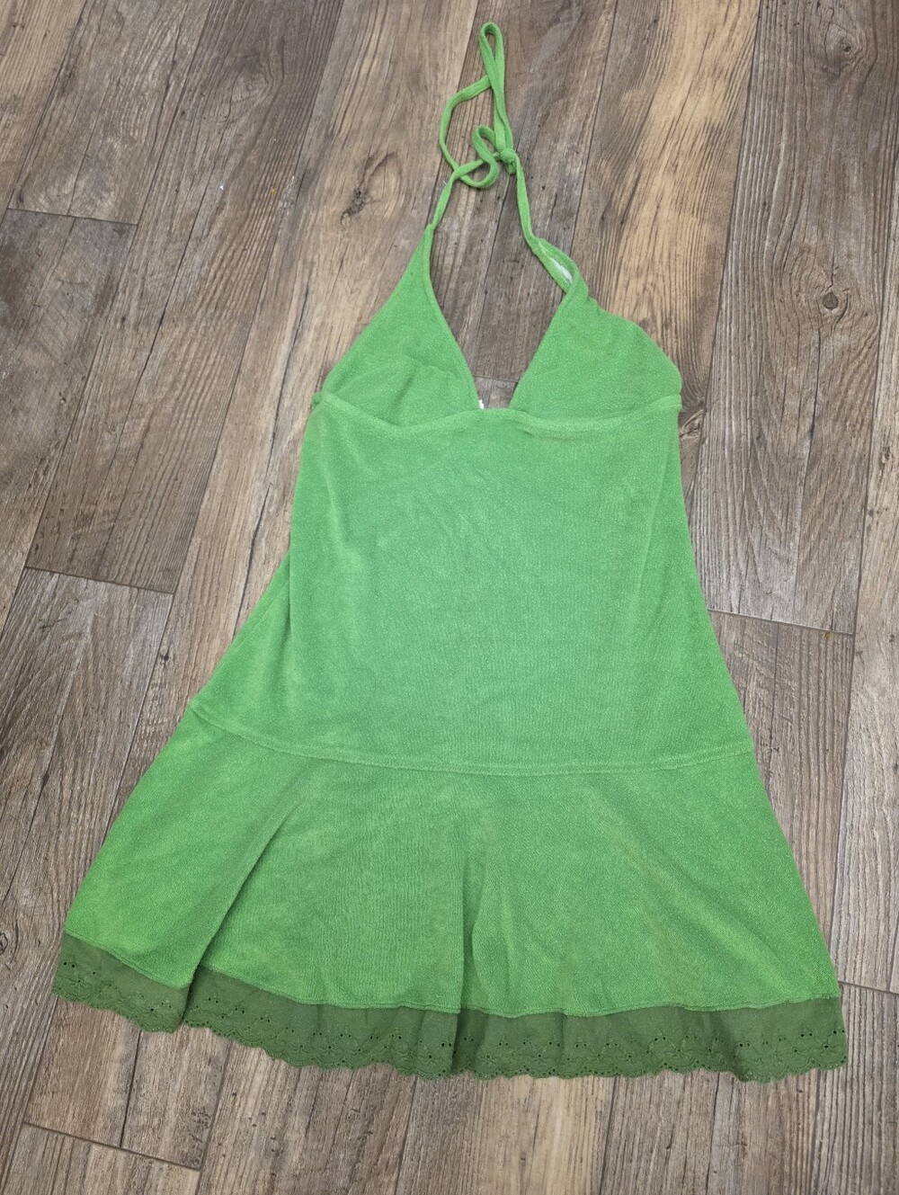 Vintage Y2k Lucky Brand Terry Cloth Lace Trim Swim Cover Up Sz Med